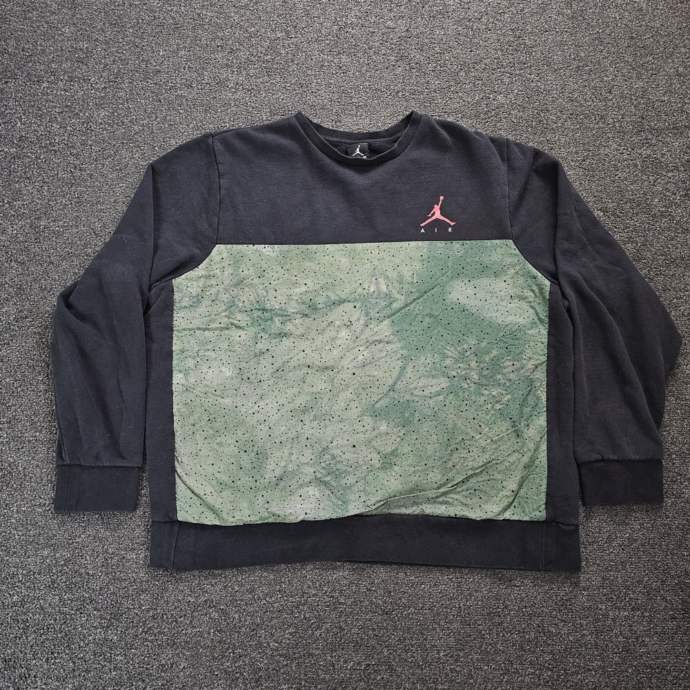 Nike Air Jordan 3 Sweatshirt Mens Xl Cement Elephant Print Green Black Crew Neck